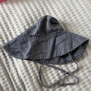 Children's Navy Linen Sun Hat